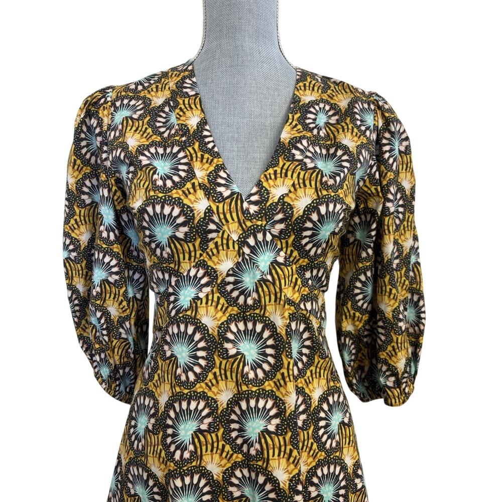Alexis Yellow Orissa Side Cut Out Puff Sleeve Mini Dress Size Small Wedding - Picture 6 of 9